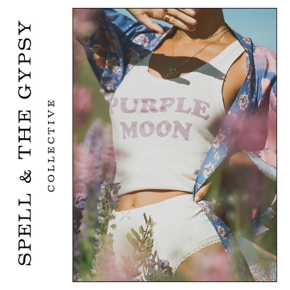 Spell Tops - SPELL & The Gypsy Purple Moon Organic Singlet Tank Top XS